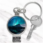 Aurora Borealis Mountain Reflection Nail Clippers Key Chain Front