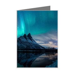 Aurora Borealis Mountain Reflection Mini Greeting Card by Grandong