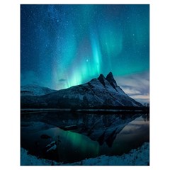 Aurora Borealis Mountain Reflection Drawstring Bag (small) by Grandong