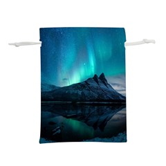 Aurora Borealis Mountain Reflection Lightweight Drawstring Pouch (l) by Grandong