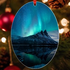 Aurora Borealis Mountain Reflection Uv Print Acrylic Ornament Oval by Grandong