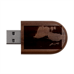 Aurora Borealis Mountain Reflection Wood Oval Usb Flash Drive by Grandong