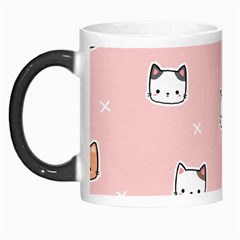 Cute Cat Cartoon Doodle Seamless Pink Pattern Morph Mug by Grandong