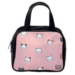 Cute Cat Cartoon Doodle Seamless Pink Pattern Classic Handbag (one Side) by Grandong