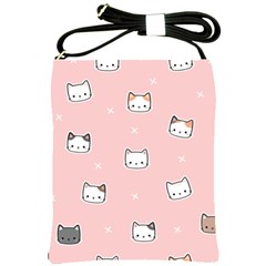 Cute Cat Cartoon Doodle Seamless Pink Pattern Shoulder Sling Bag by Grandong