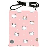 Cute Cat Cartoon Doodle Seamless Pink Pattern Shoulder Sling Bag Front