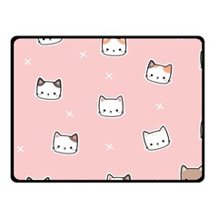 Cute Cat Cartoon Doodle Seamless Pink Pattern Fleece Blanket (small) by Grandong