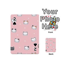 Cute Cat Cartoon Doodle Seamless Pink Pattern Playing Cards 54 Designs (mini) by Grandong