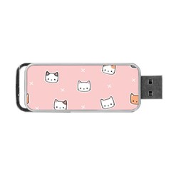 Cute Cat Cartoon Doodle Seamless Pink Pattern Portable Usb Flash (two Sides) by Grandong