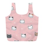 Cute Cat Cartoon Doodle Seamless Pink Pattern Full Print Recycle Bag (L) Front