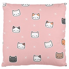 Cute Cat Cartoon Doodle Seamless Pink Pattern Standard Premium Plush Fleece Cushion Case (two Sides) by Grandong