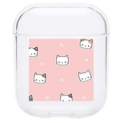 Cute Cat Cartoon Doodle Seamless Pink Pattern Hard Pc Airpods 1/2 Case by Grandong