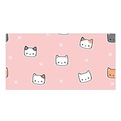 Cute Cat Cartoon Doodle Seamless Pink Pattern Satin Shawl 45  X 80  by Grandong