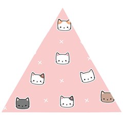 Cute Cat Cartoon Doodle Seamless Pink Pattern Wooden Puzzle Triangle by Grandong