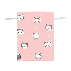 Cute Cat Cartoon Doodle Seamless Pink Pattern Lightweight Drawstring Pouch (s) by Grandong