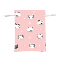 Cute Cat Cartoon Doodle Seamless Pink Pattern Lightweight Drawstring Pouch (l) by Grandong