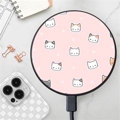 Cute Cat Cartoon Doodle Seamless Pink Pattern Wireless Fast Charger(black) by Grandong