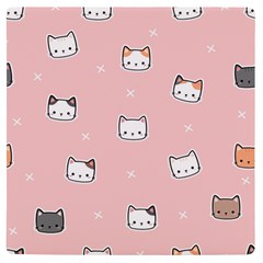 Cute Cat Cartoon Doodle Seamless Pink Pattern Uv Print Square Tile Coaster  by Grandong