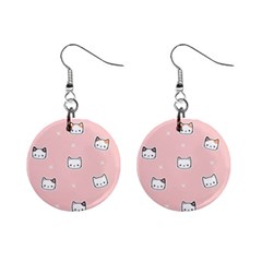 Cute Cat Cartoon Doodle Seamless Pink Pattern Mini Button Earrings by Grandong