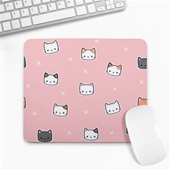 Cute Cat Cartoon Doodle Seamless Pink Pattern Large Mousepad by Grandong