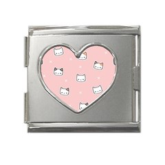 Cute Cat Cartoon Doodle Seamless Pink Pattern Mega Link Heart Italian Charm (18mm)