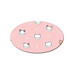 Cute Cat Cartoon Doodle Seamless Pink Pattern Sticker Oval (100 Pack)