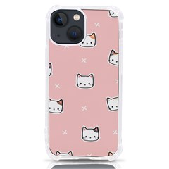 Cute Cat Cartoon Doodle Seamless Pink Pattern Iphone 13 Mini Tpu Uv Print Case by Grandong