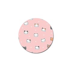 Cute Cat Cartoon Doodle Seamless Pink Pattern Golf Ball Marker (10 Pack) by Grandong