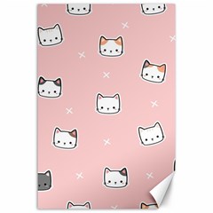 Cute Cat Cartoon Doodle Seamless Pink Pattern Canvas 24  X 36  by Grandong