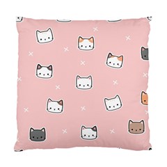 Cute Cat Cartoon Doodle Seamless Pink Pattern Standard Cushion Case (one Side) by Grandong