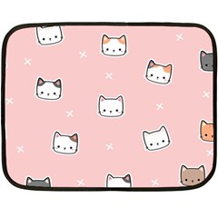 Cute Cat Cartoon Doodle Seamless Pink Pattern Two Sides Fleece Blanket (mini) by Grandong