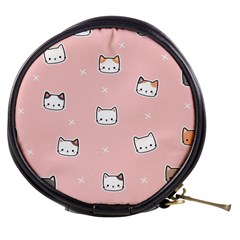 Cute Cat Cartoon Doodle Seamless Pink Pattern Mini Makeup Bag by Grandong