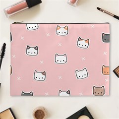 Cute Cat Cartoon Doodle Seamless Pink Pattern Cosmetic Bag (xl) by Grandong