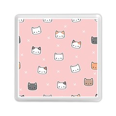 Cute Cat Cartoon Doodle Seamless Pink Pattern Memory Card Reader (square) by Grandong