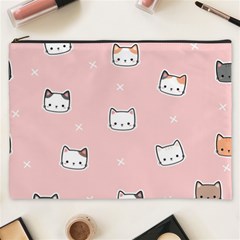 Cute Cat Cartoon Doodle Seamless Pink Pattern Cosmetic Bag (xxxl) by Grandong