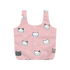 Cute Cat Cartoon Doodle Seamless Pink Pattern Full Print Recycle Bag (s) by Grandong