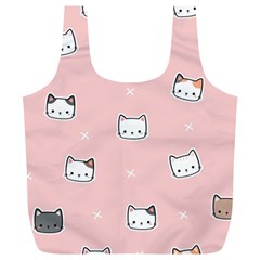 Cute Cat Cartoon Doodle Seamless Pink Pattern Full Print Recycle Bag (xl) by Grandong