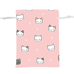 Cute Cat Cartoon Doodle Seamless Pink Pattern Lightweight Drawstring Pouch (xl) by Grandong