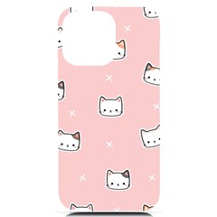 Cute Cat Cartoon Doodle Seamless Pink Pattern Iphone 14 Pro Max Black Uv Print Case by Grandong