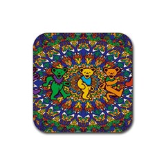 Dead Dancing Bears Grateful Dead Pattern Rubber Coaster (square) by Grandong