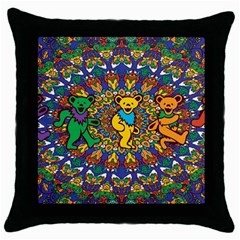 Dead Dancing Bears Grateful Dead Pattern Throw Pillow Case (black) by Grandong