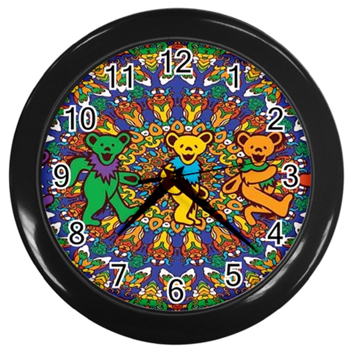 Dead Dancing Bears Grateful Dead Pattern Wall Clock (Black)