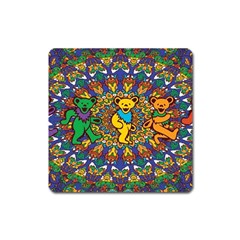 Dead Dancing Bears Grateful Dead Pattern Square Magnet by Grandong