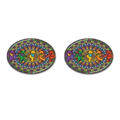 Dead Dancing Bears Grateful Dead Pattern Cufflinks (oval) by Grandong