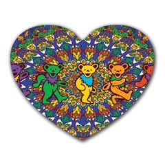 Dead Dancing Bears Grateful Dead Pattern Heart Mousepad by Grandong