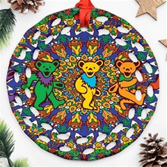 Dead Dancing Bears Grateful Dead Pattern Round Filigree Ornament (two Sides)