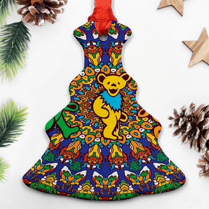 Dead Dancing Bears Grateful Dead Pattern Christmas Tree Ornament (Two Sides)