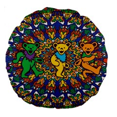 Dead Dancing Bears Grateful Dead Pattern Large 18  Premium Round Cushions by Grandong