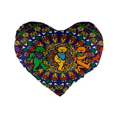 Dead Dancing Bears Grateful Dead Pattern Standard 16  Premium Flano Heart Shape Cushions by Grandong