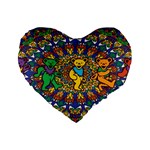 Dead Dancing Bears Grateful Dead Pattern Standard 16  Premium Flano Heart Shape Cushions Front